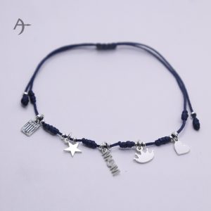 Pulsera tejida hincha mamá regulable - Dijes de Plata 950