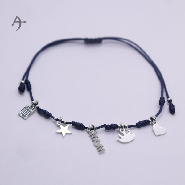 Pulsera tejida hincha mamá regulable - Dijes de Plata 950