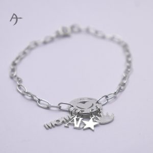 Mamá corazon del pueblo pulsera de plata