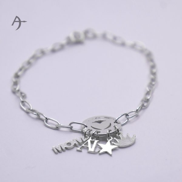 Mamá corazon del pueblo pulsera de plata